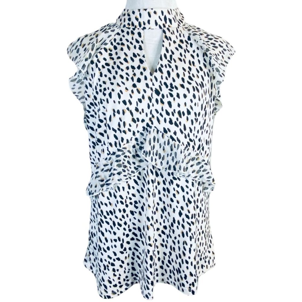 Perseption Concept Blouse Size Large Cheetah Print Flutter Sleeve Y2K 90's